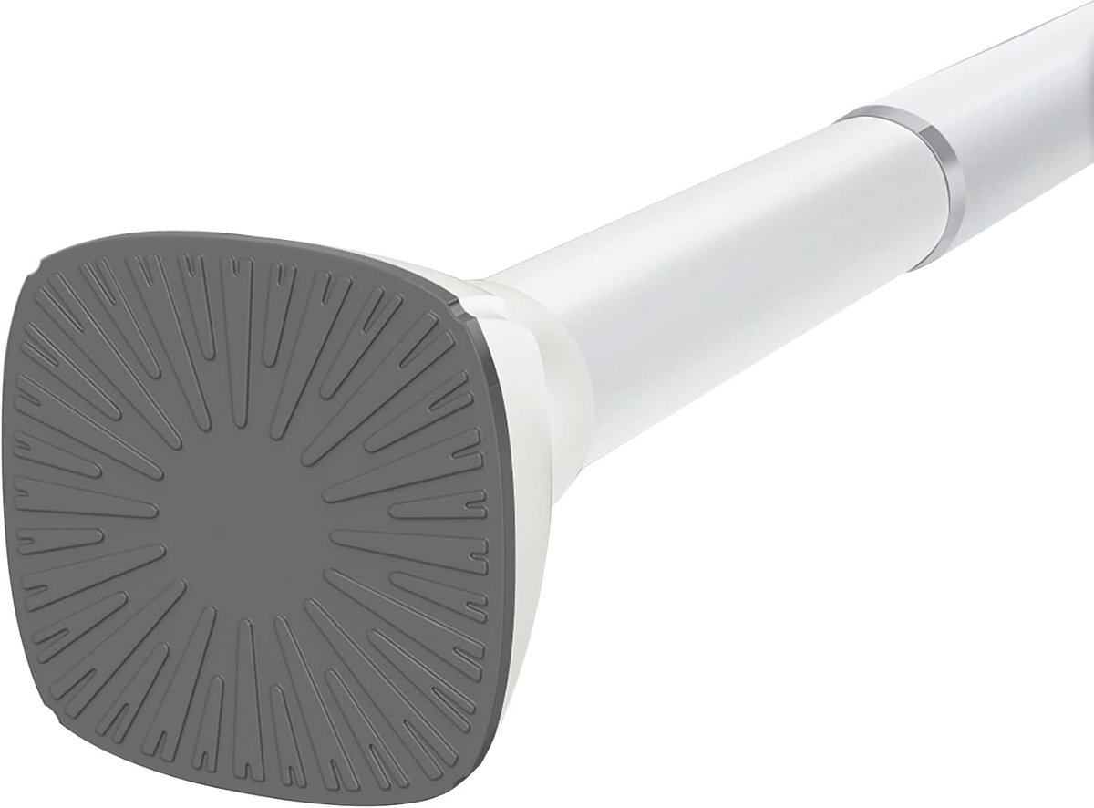 zonder boren, verstelbare douchegordijnstang, 114-184 cm, wit-grijs, mat