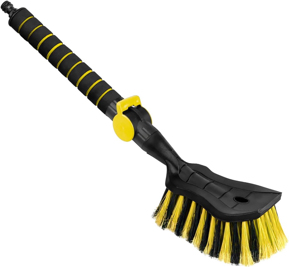 Autowasborstel I Waterborstel I Autowasborstel met wateraansluiting I Snelsluiting voor de waterklep I Dichte borstelharen I Comfortabele handgreep | Tuin | Lengte: 54 cm I Geel