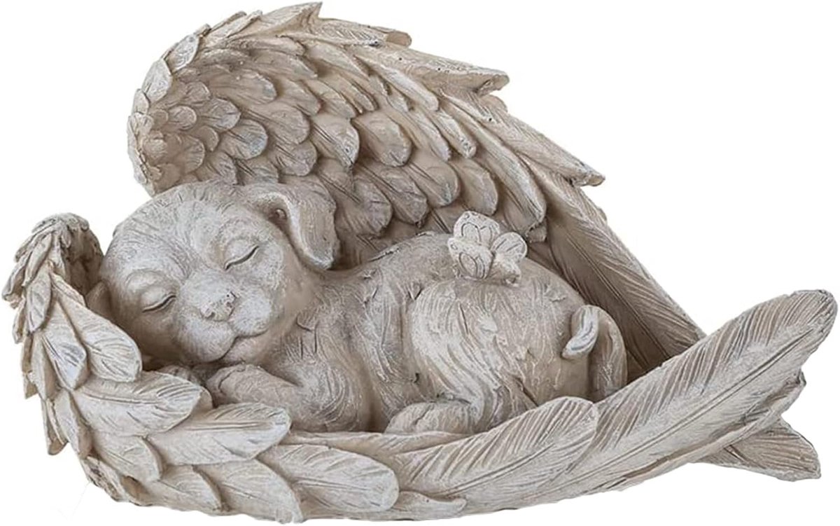Engelfiguur voor honden en katten, engelenvleugels, van kunsthars, steen voor huis, tuin, erf