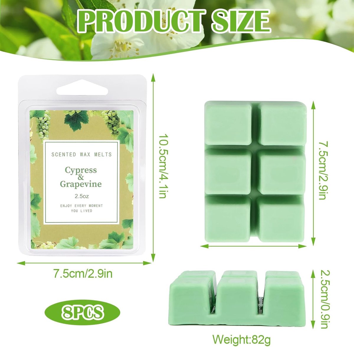 Melts, 100% sojawas, kamergeur, geurwas voor geurlamp, geurlampen, geuren, cadeauset voor Valentijnsdag, bruiloften, verjaardagen, Kerstmis - 8 geuren