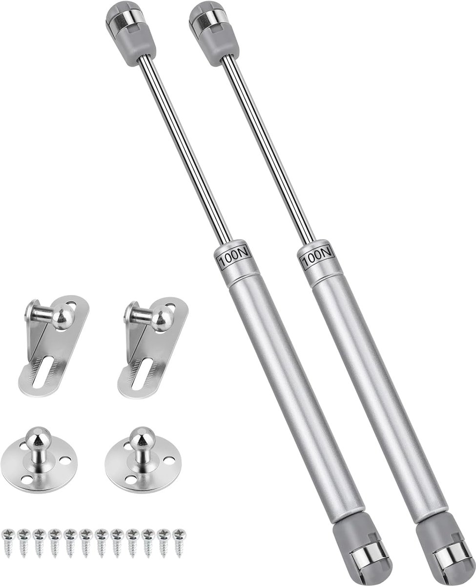 Gasveren, 100 N/10 kg gasveer, klepbeslag, gasdrukdemper, gasveren voor kleppen, kastdeur, schokdemper, keukenkast, soft close-klepveer, 2 stuks
