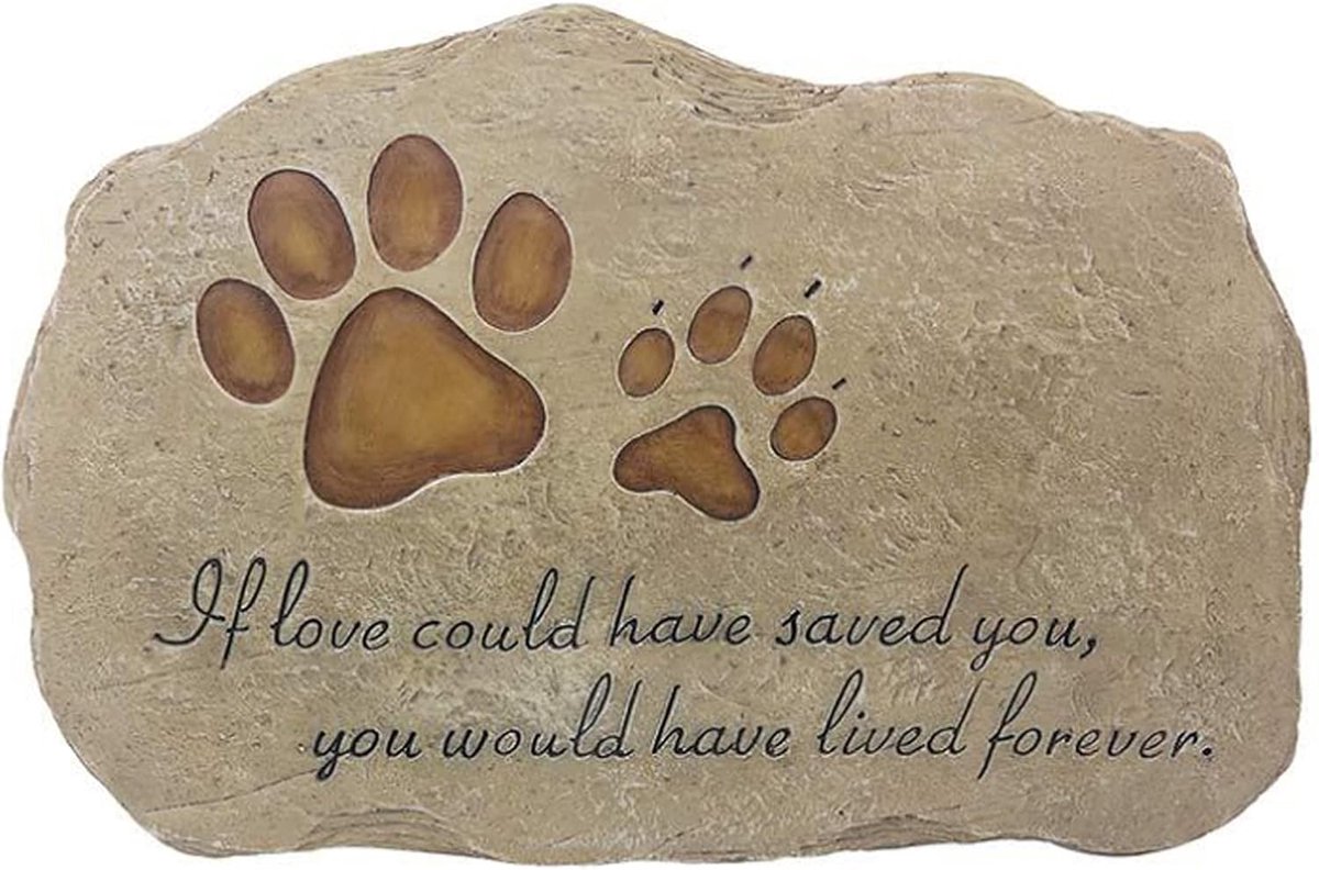 Memorial Stone voor katten honden grafsteen huisdier grafsteen grafmarkers met poot print, sympathie gedicht in gazon, tuin, achtertuin, huisdier verlies geschenken
