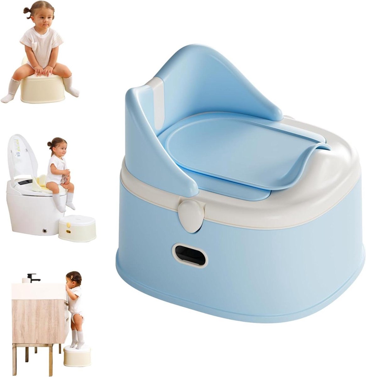 Peuter Potje - Zindelijkheidstraining Toilet - Zindelijkheidstraining Kind - Afneembare Zachte Stoel - Rechthoekig - Blauw