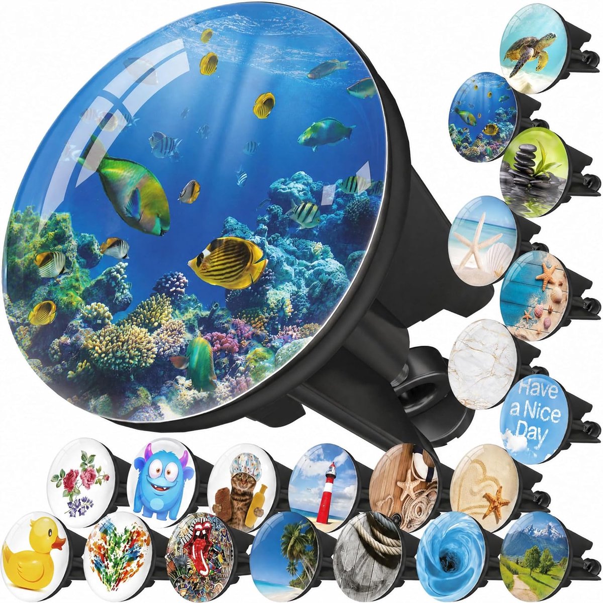 ROSENFELD HOME Universele wastafelstop 40 mm met oceaanmotief - oceaan chroom afvoerstop - van messing, universeel met rubber voor wastafel in de badkamer en bidets - excenterstop