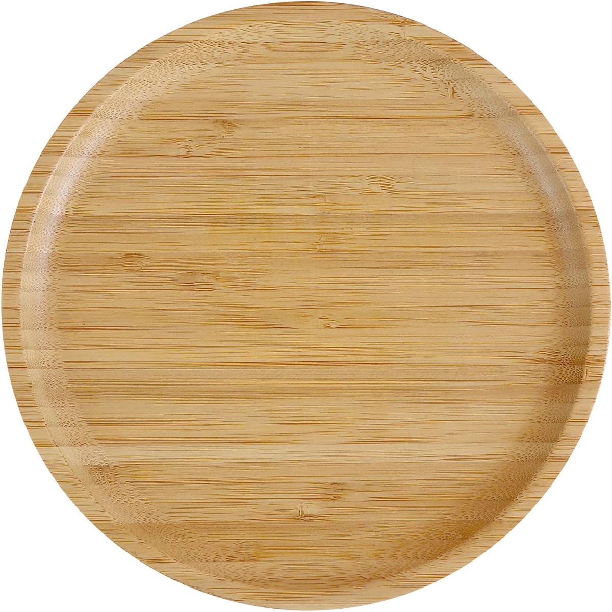 pandoo Herbruikbare bamboeborden, 100% bamboeborden, ronde houten borden, bamboe-decoratie, dinerborden, serviesset, houten borden, herbruikbare borden, set van 4 x 20 cm
