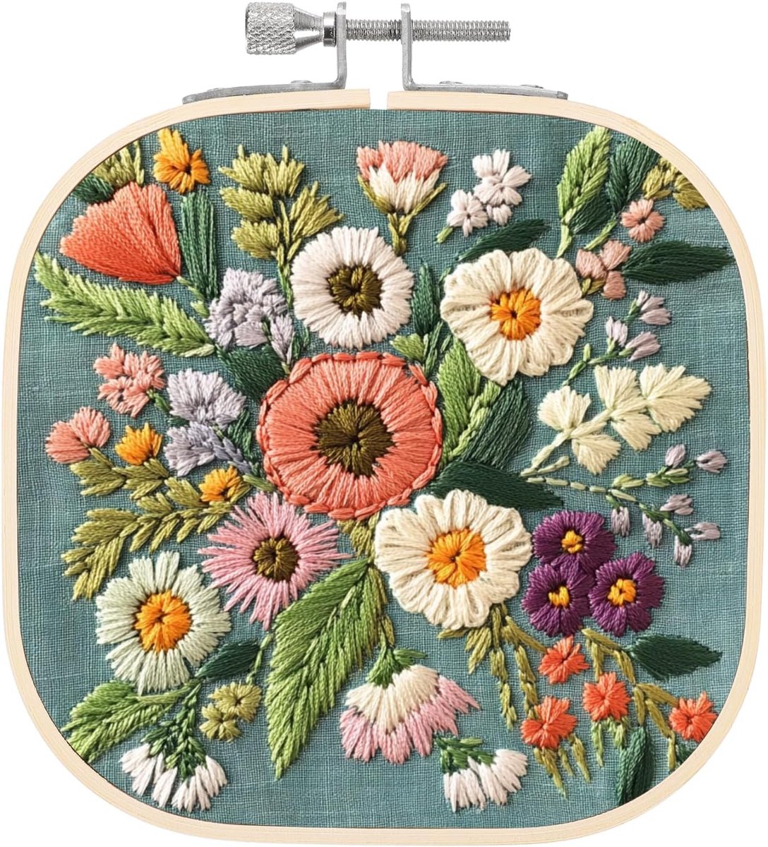 13 x 13 cm Vierkante Borduurringen, Verstelbare Bamboe Kruissteek Ring Borduurframe Punchnaald Ring voor Naaien, Naaiwerk, DIY Naai Handwerk Decoratie