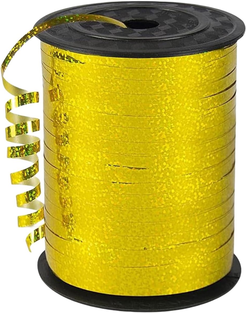 500 Yard Gouden Krullint 5mm voor Ballonnen, 457m Geplooide Ballonlint Ballonkoord Feest Glanzende Metallic Linten voor Geschenkverpakking Knutselen, Strikken, Kerst, Verjaardag Bruiloft Feest