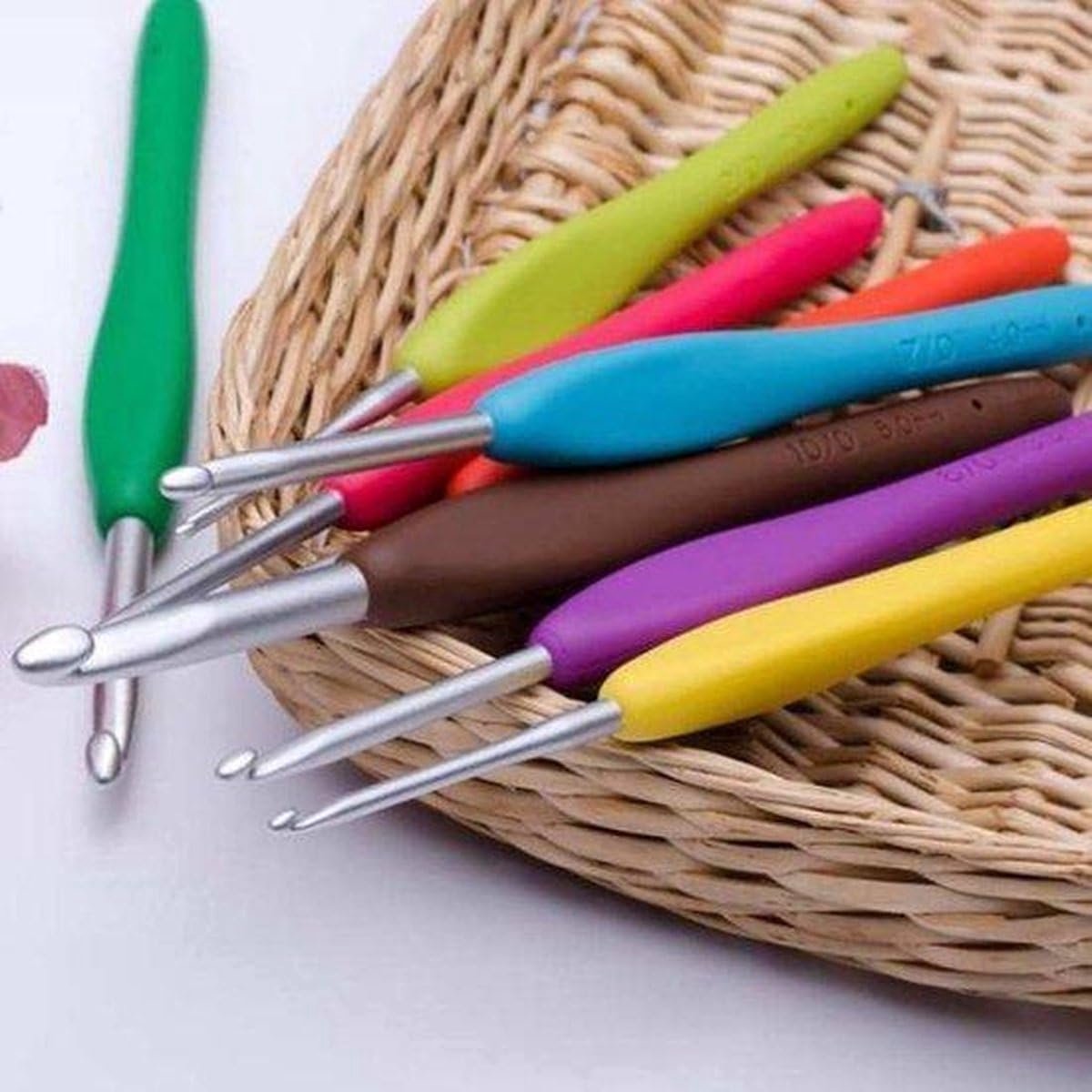 Haaknaaldenset - Egonomische haaknaalden set - 2 setjes haaknaalden - 9-delig - Soft grip haaknaalden set - Ergonomisch - Haken - Leren haken - Leuke kleurtjes