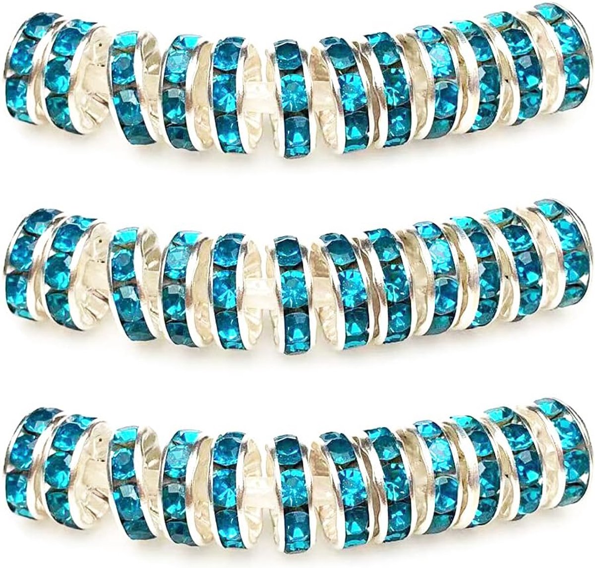 Kralen, rondelle, 6 mm, sieraden, strass, tussenkralen voor sieraden, armbanden, halskettingen, 100 stuks, lichtblauw