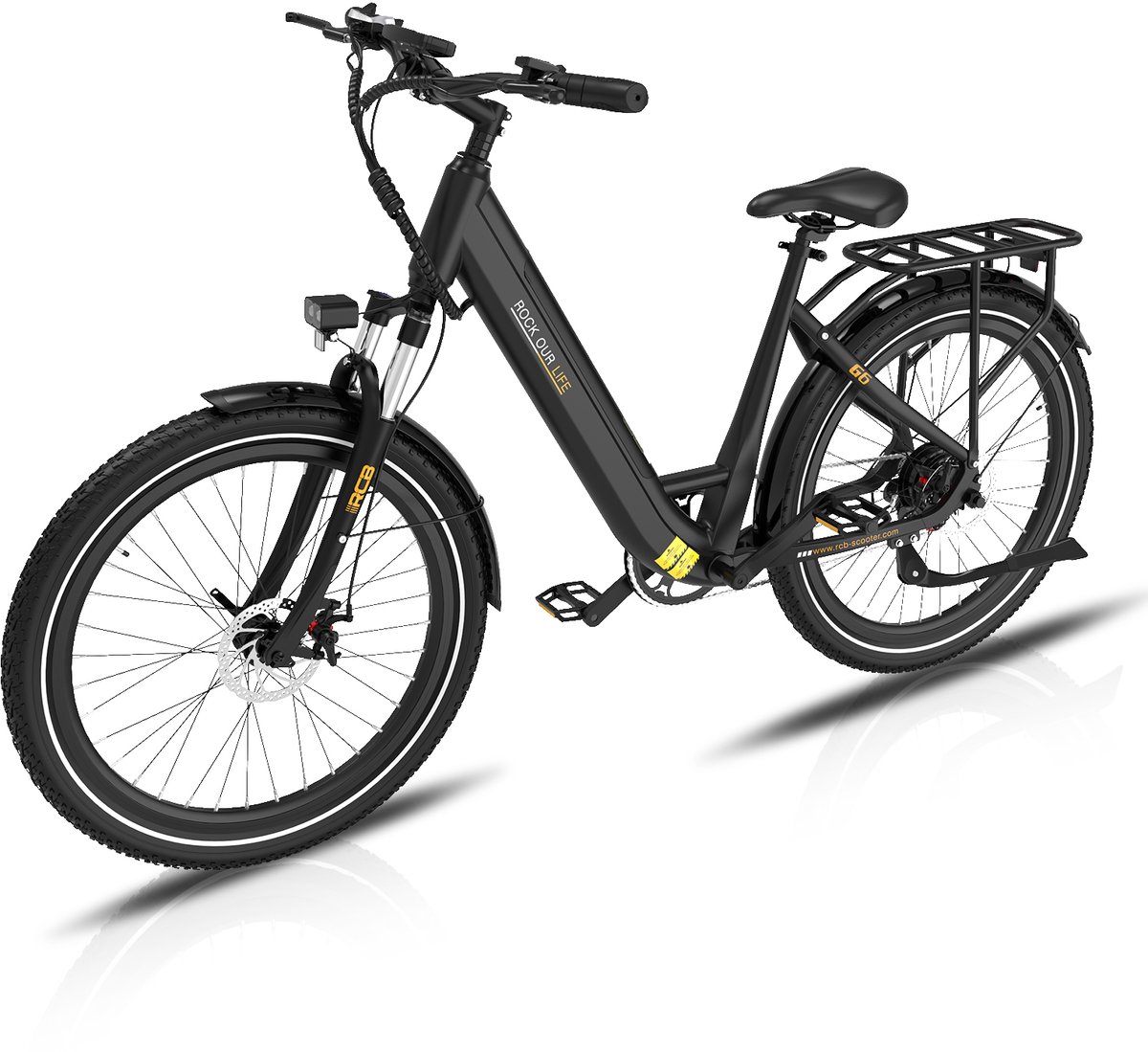 RCB 27.5‘’Elektrische stadsfiets, 60-90 km Trendy City Commuter EBike, 250W,7 versnellingen,met App en NFC
