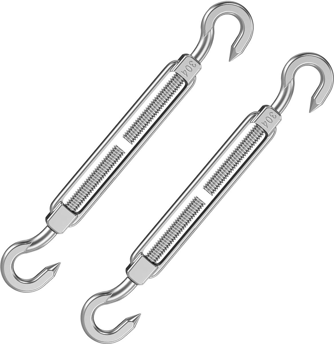 2 stuks spanslot M8, draadspanners 304 roestvrij staal spansloten verstelbare staalkabel spanner touwspanner met haak spanhaak voor touw zonnezeil tuindraad hekspanner