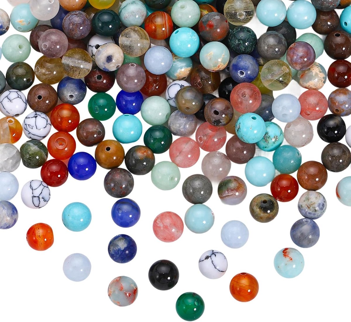 Kralen voor armbanden, 8 mm, ronde natuurstenen kralen met gat, kleurrijke edelstenen om te rijgen, voor sieraden, armbanden en halskettingen, kleuren