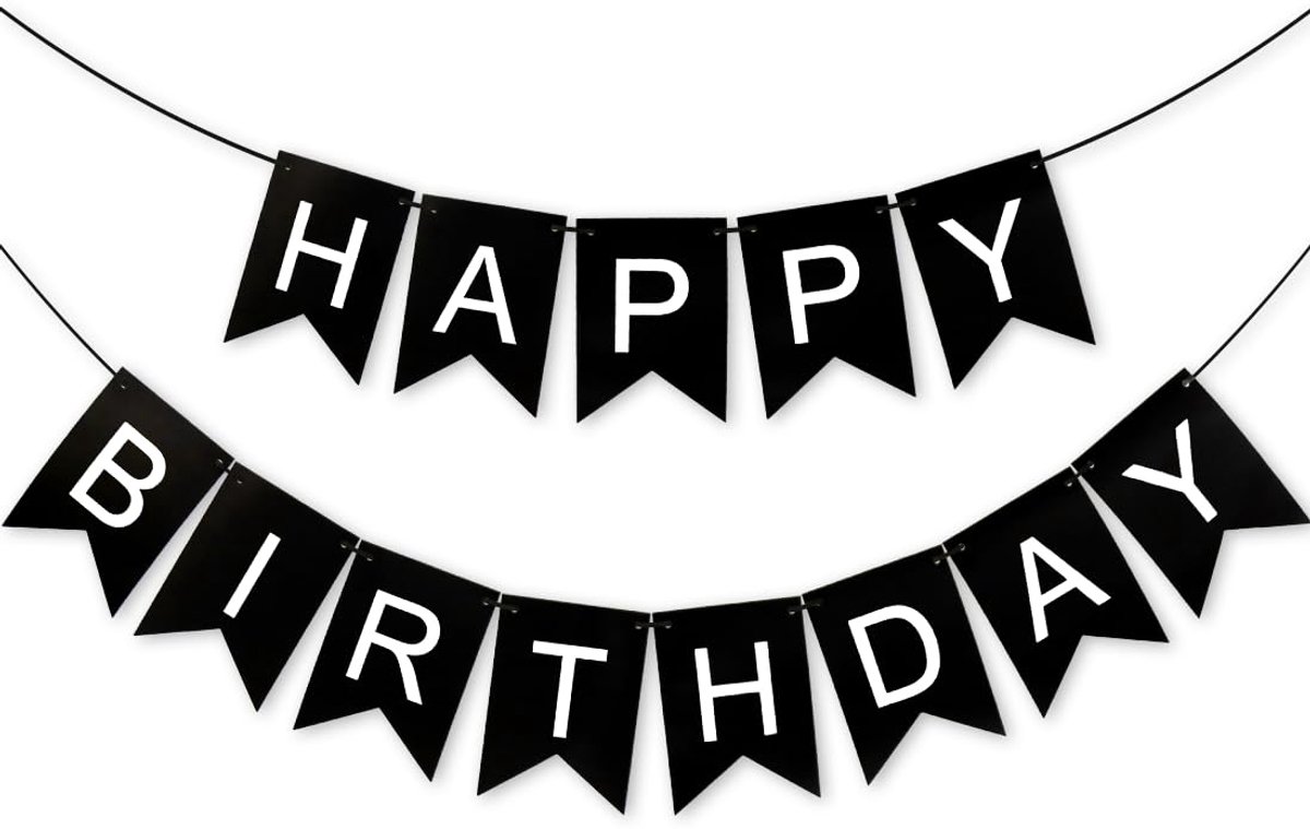 Happy Birthday slinger zwarte verjaardag slinger 5 meter Happy Birthday banner Happy Birthday banner verjaardagsdecoratie banner