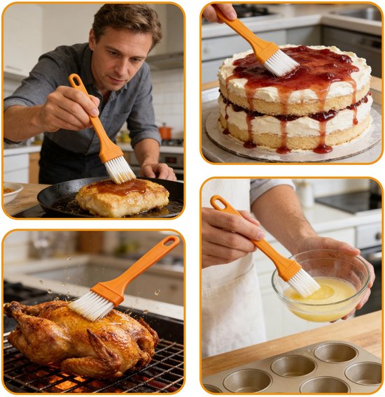 6 stuks grillborstels, 9/7,1/6/5,2/3,1/2,3 cm, keukenborstel met kunststof handvat, bakborstels voor grillen, bakken, cakes — afbeelding 4