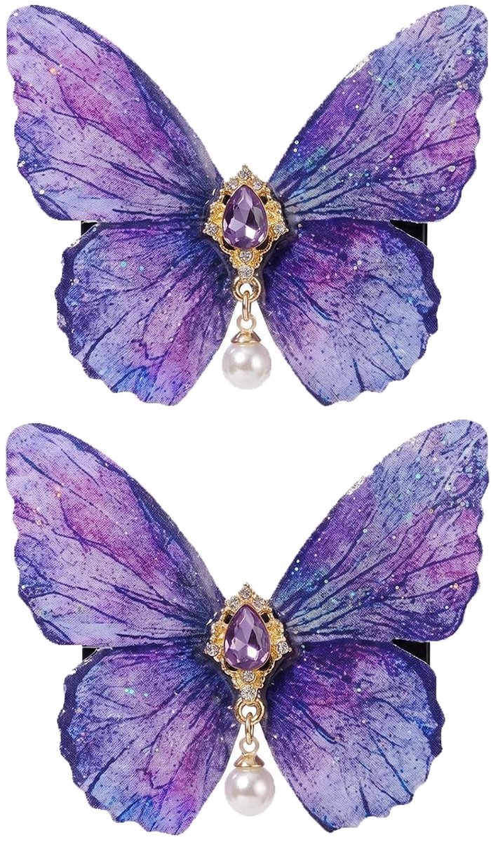 2 stuks premium glitter vlinder haarspeldjes schattige vlinder haar haarspeldjes klemmen hoofddeksels haaraccessoires voor vrouwen meisjes (paars)