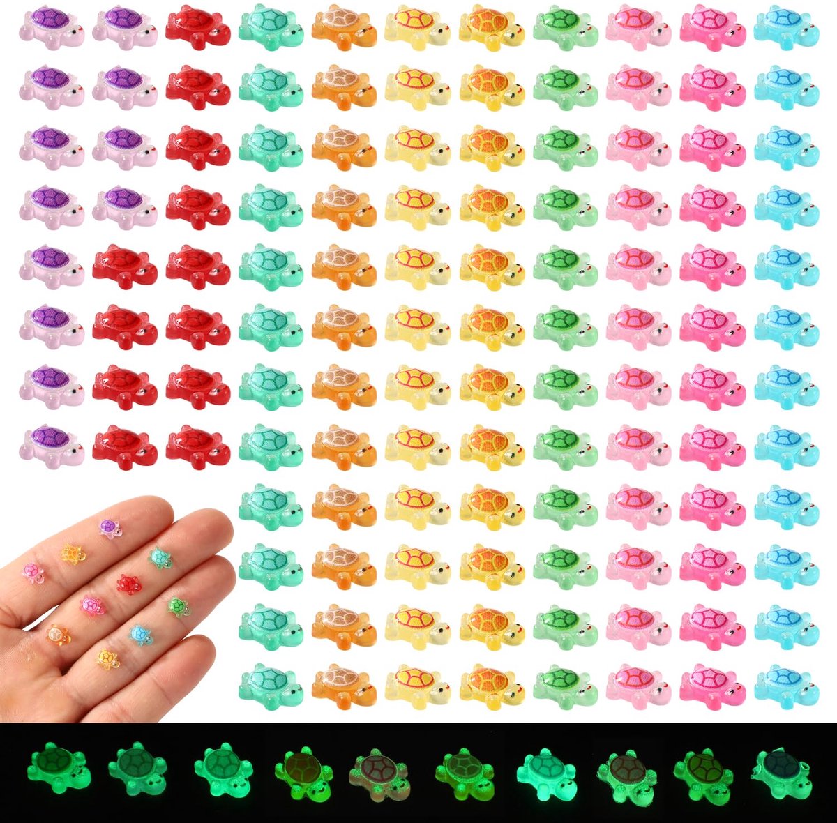 Hars Schildpadden, Glow in the Dark Kleine Schildpadden Miniatuur Zeeschildpad Beeldjes Schattige Lichtgevende Dieren voor Knutselen Tuin Micro Landschap DIY Poppenhuis Decoraties