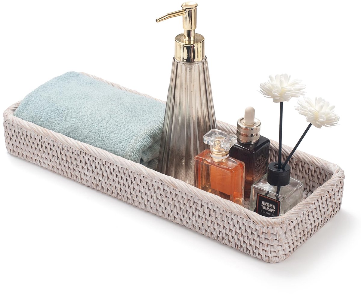 badkamer ijdelheid lade, toilet tank mand lade voor papieren handdoek, badkamer aanrecht lade voor organisatie en decoratie (whitewash, 41,4 x 15,5 cm x 5,1 cm)