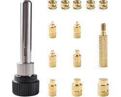 14 Stuks M2 M2.5 M3 M4 M5 M6 M8 Heat Set Insert Tool Kit, 936 Soldeerbout Handadapter, Messing schroefdraadinzetstukken, voor Het Plaatsen van 3D-printer Schroefdraadinzetstukken