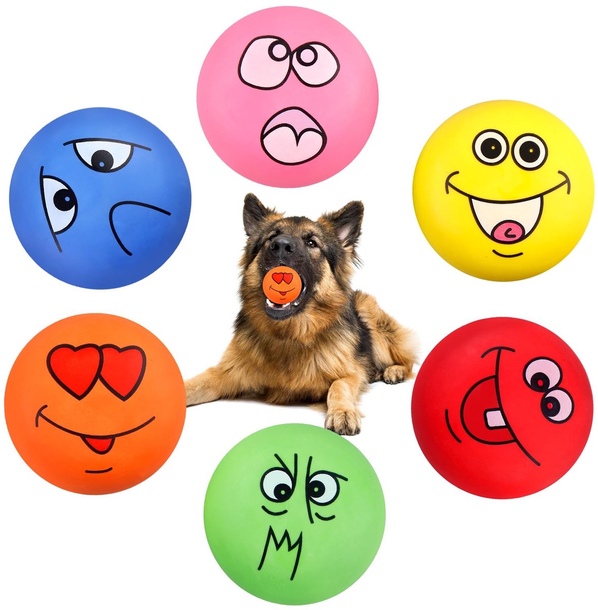 Hondenballen, 6 stuks, onverwoestbaar, voor grote, middelgrote en kleine honden