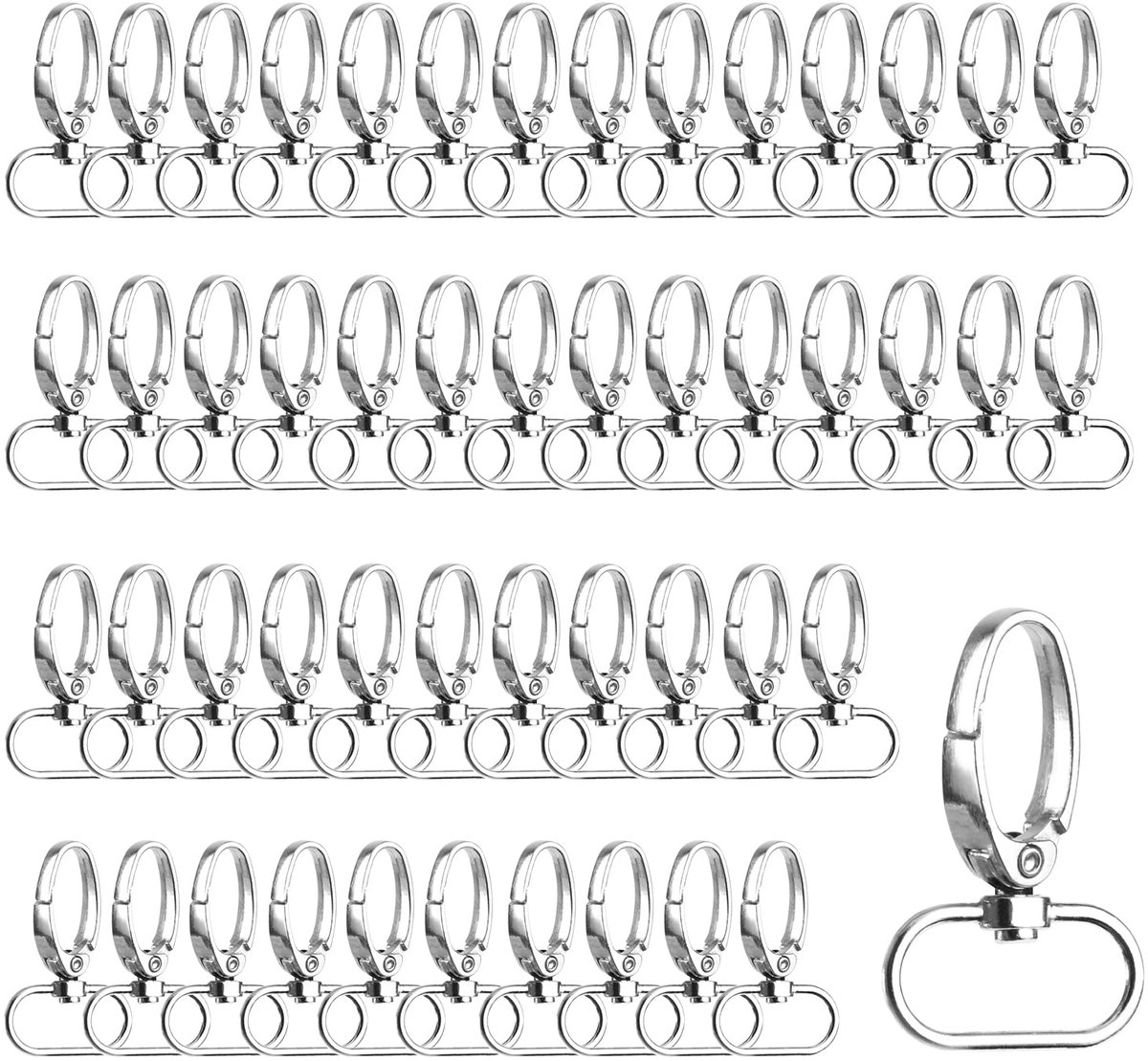 50-delige Draaibare Karabijnhaken Set – Ovale Metalen Ringen met 360 Graden Rotatie voor Riemen, DIY Tassen & Schouderbanden | Knutselaccessoires en Handgemaakte Uitrusting