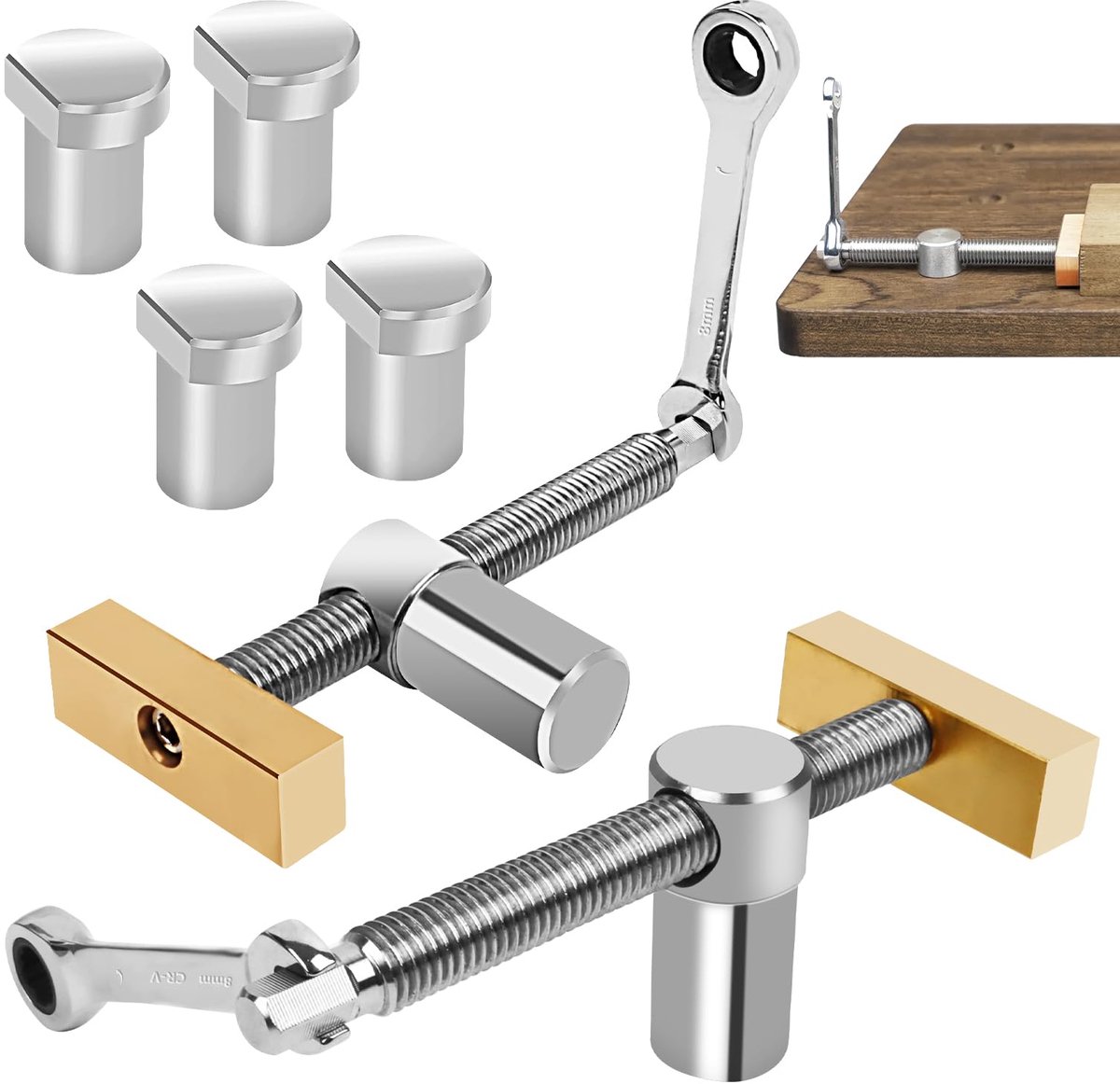 2 stuks houtbewerking bankhaken, 20 mm tafel werkbankklem, lage houder werkbankklem, houtbewerking bureauclip, snel vastgezette klem, roestvrij stalen tafelschaaf, stopbank, hondenklem
