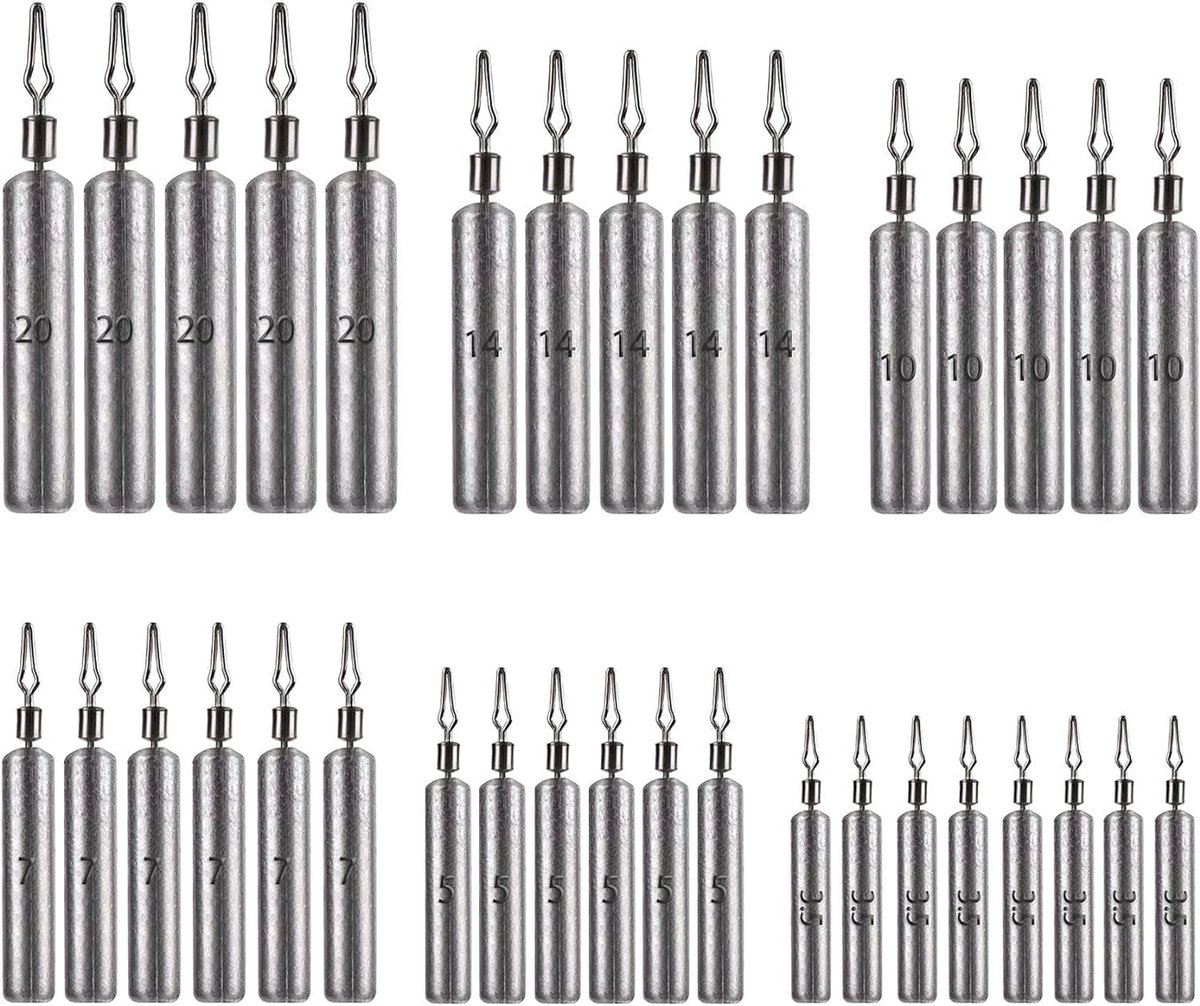 30 stuks visgewichten, hengelaccessoireset, voor drop-shot, druppel-shot, staaflood
