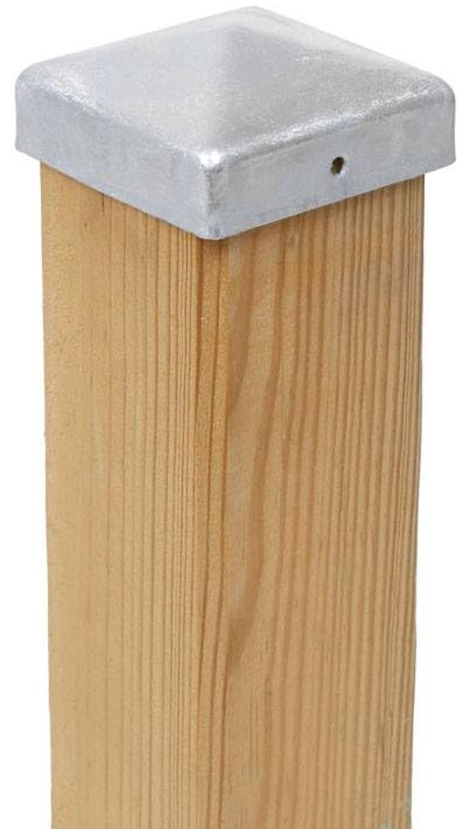 Set van 10 - paaldoppen hekkkap piramide verzinkt 71 x 71 mm - 10