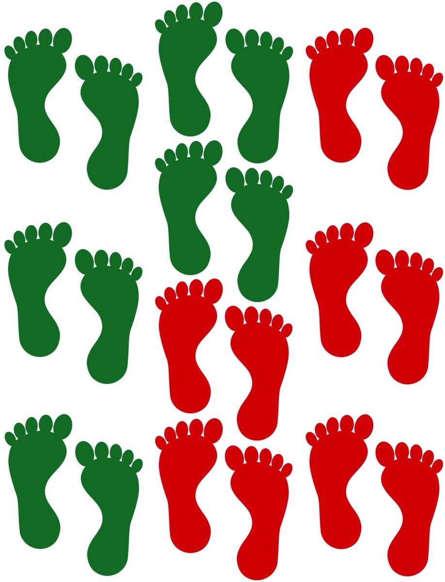 10 paar zelfklevende voetafdruk, vloerstickers, waterdicht, kleurrijke voetvloerstickers, muurstickers, behangdecoratie, voor kinderslaapkamer, kinderkamer, klaslokaal (rood/groen)