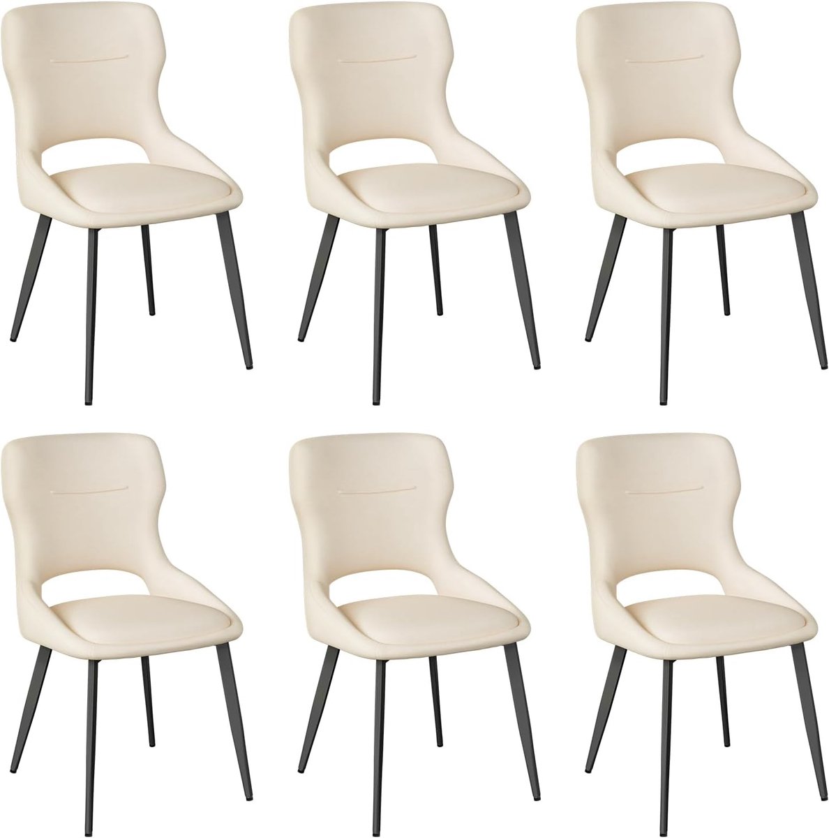 SureDeal® - Eetkamerstoelen - Keukenstoelen - Woonkamerstoelen - Uitgesneden Rugleuning - Gestreept Design - 48x43x86 cm - Beige