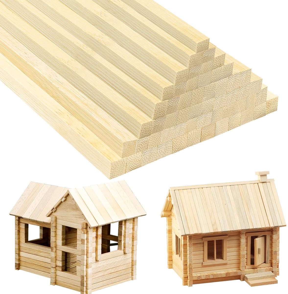 45 stuks natuurlijke houten vierkante deuvelsticks - 10 mm x 10 mm x 20 cm - extra lange onafgewerkte sterke houten lollypop & knutselstok - staven voor kunst, doe-het-zelf projecten en