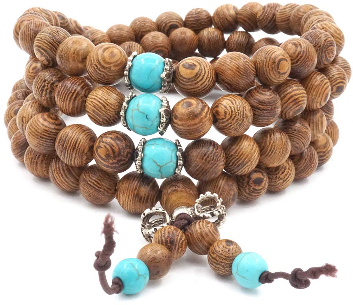 Houten kralen heren dames turquoise hout
