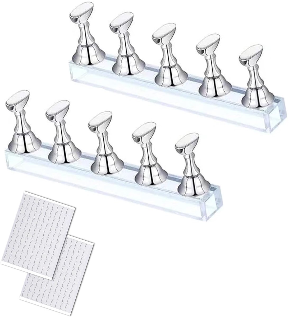 Gegalvaniseerde zilveren standaard voor acryl nagel praktijk, displaystandaard voor valse nageltips, doe-het-zelf nail art training