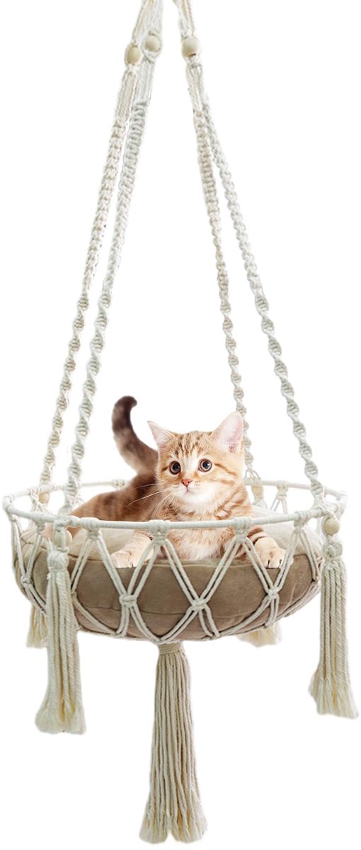kattenbed, hangmat voor katten, kattenschommel handgebreid hangend kattennest huisdier schommel huisdierenbed