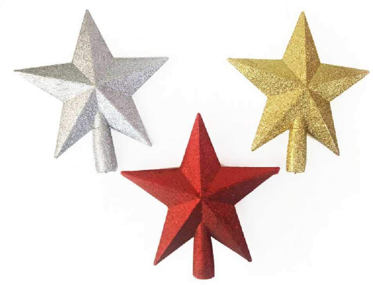 Kerstversiering 20 CM Plastic Boom Top Ster Driedimensionale Glitter Vijfpuntige Ster Kerstboom Accessoires Voor Feesthuisdecoratie 20cm/gouden