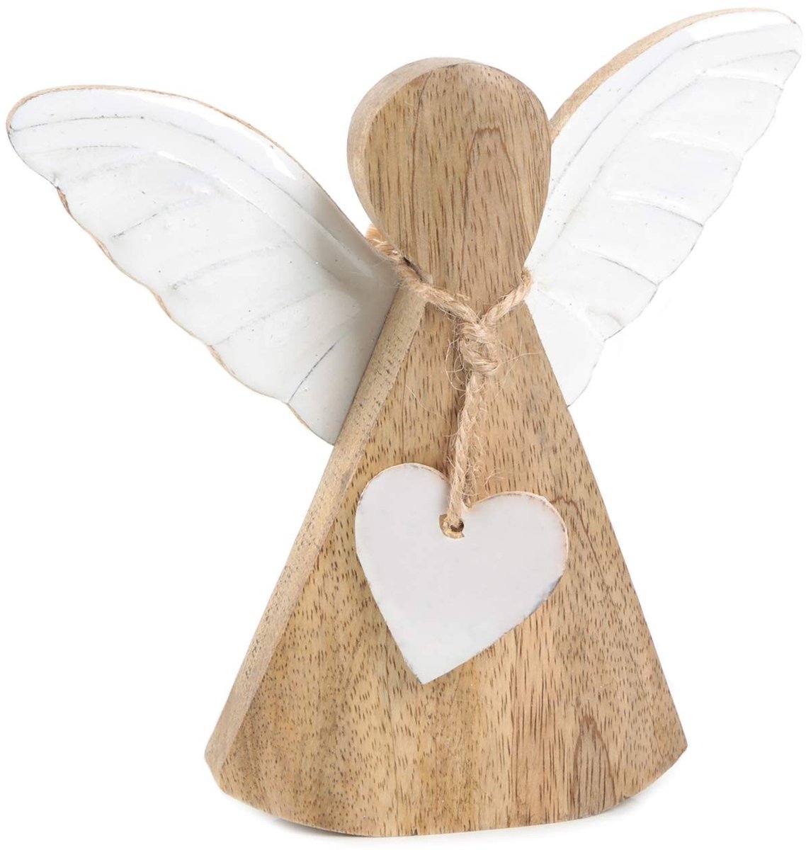 engel decoratiefiguur: kerstdecoratie binnen, beeldje hout, kerstfiguren natuurlijk, beschermengel gelukssymbool, decoratie voor vensterbank & woonkamer, winterdecoratie, 16 x 15 cm