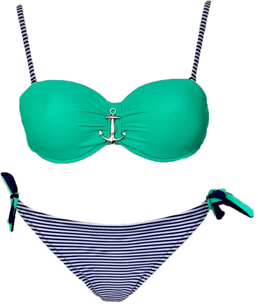 Dames Bikini Set met Voorgevormde Cup - Kleur Mintgroen - 82% Polyamide en 18% Elastaan - Bandmaat 85 - Kledingmaat 44 (IT) / 38 (NL) / M