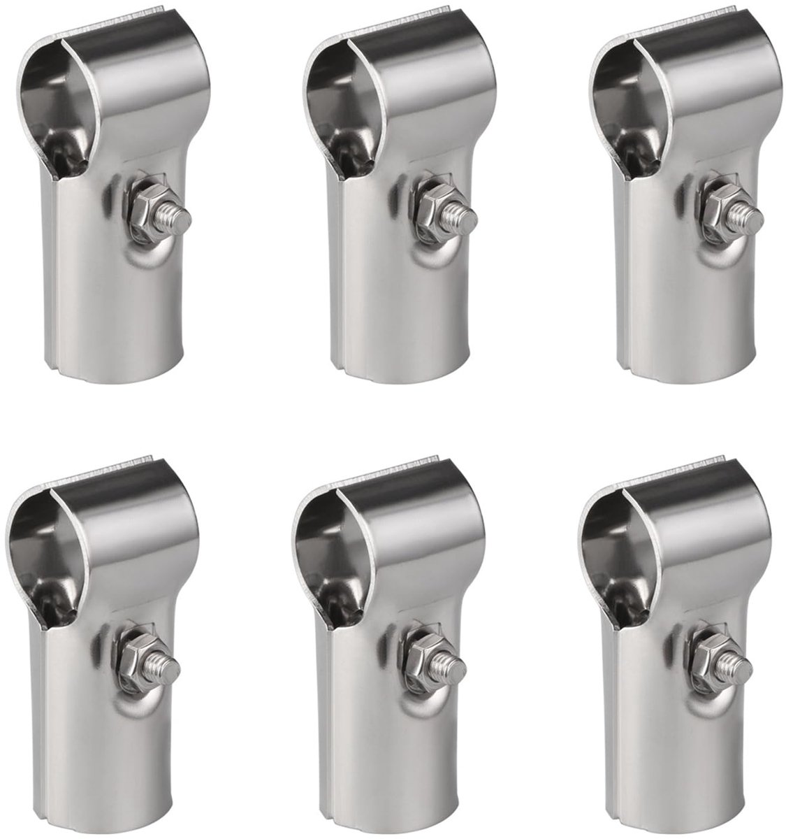 6 stuks eindrail-T-klem roestvrij stalen hekklem met schroeven en moeren verzinkt stalen T-klem diameter 32 mm