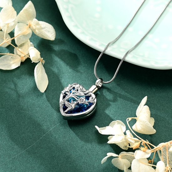 Kolibrie Crematie Sieraden met Hart Crystal Urn Kettingen voor As voor Urn Hanger Keepsake Memorial Sieraden voor Vrouwen Meisjes Met Trechter Kit & Tas — afbeelding 2