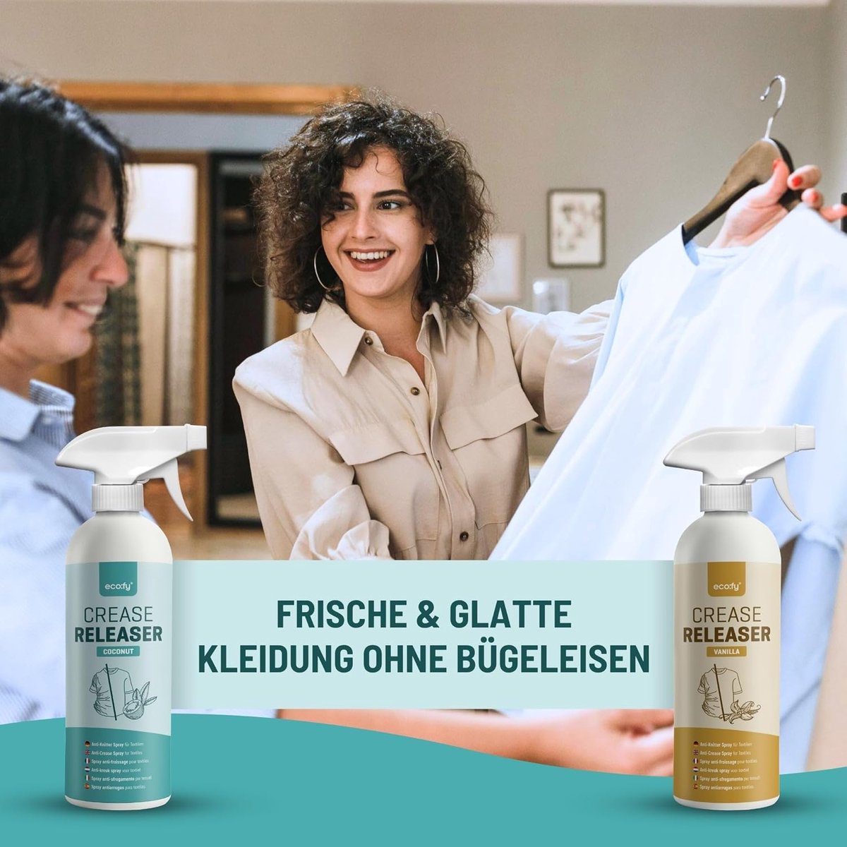 Anti-kreukspray met vanillegeur, kreukvrij zonder strijken, frist kleding op, ideaal voor onderweg en op reis - ShopVlot