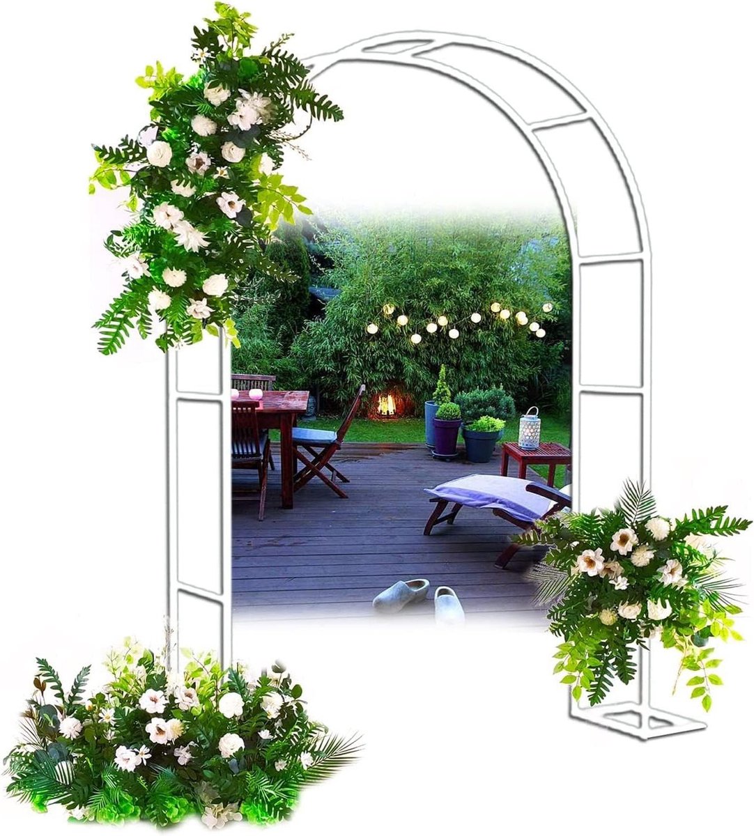 Grote Tuinboog - Rozenboog Metaal - Planten Klimmen - Weerbestendig Staal - 350 x 220 x 40 cm - Wit
