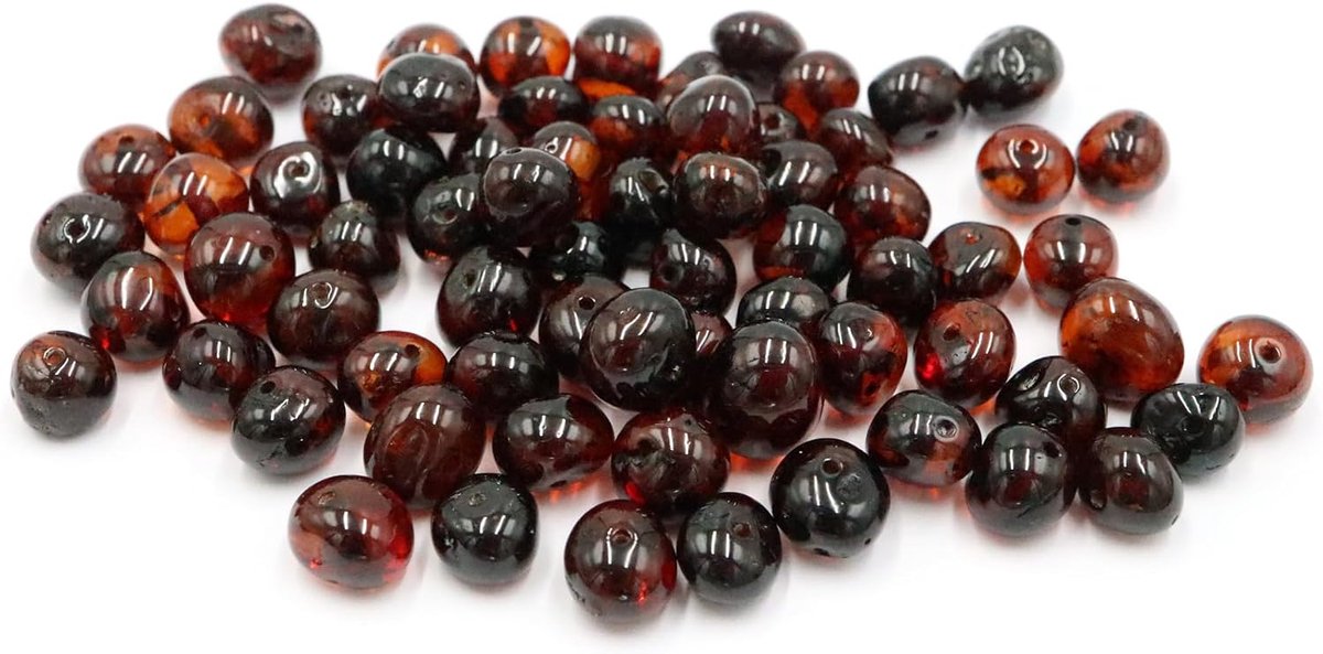 Kralen in barokstijl. Losse kralen met geboorde gaatjes. Meerdere kleuren en maten. 10 gram Gecertificeerde Baltische barnsteen. Perfect voor het maken van sieraden. (Kers, 4-6 mm)