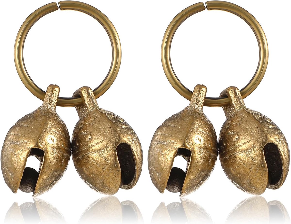 2 stuks luide hondenklokken, messing klokken voor katten en honden, lokalisatiebel, vintage hondenbel, kleine bel, halsband hanger voor huisdieren, training, huisdeurdecoratie