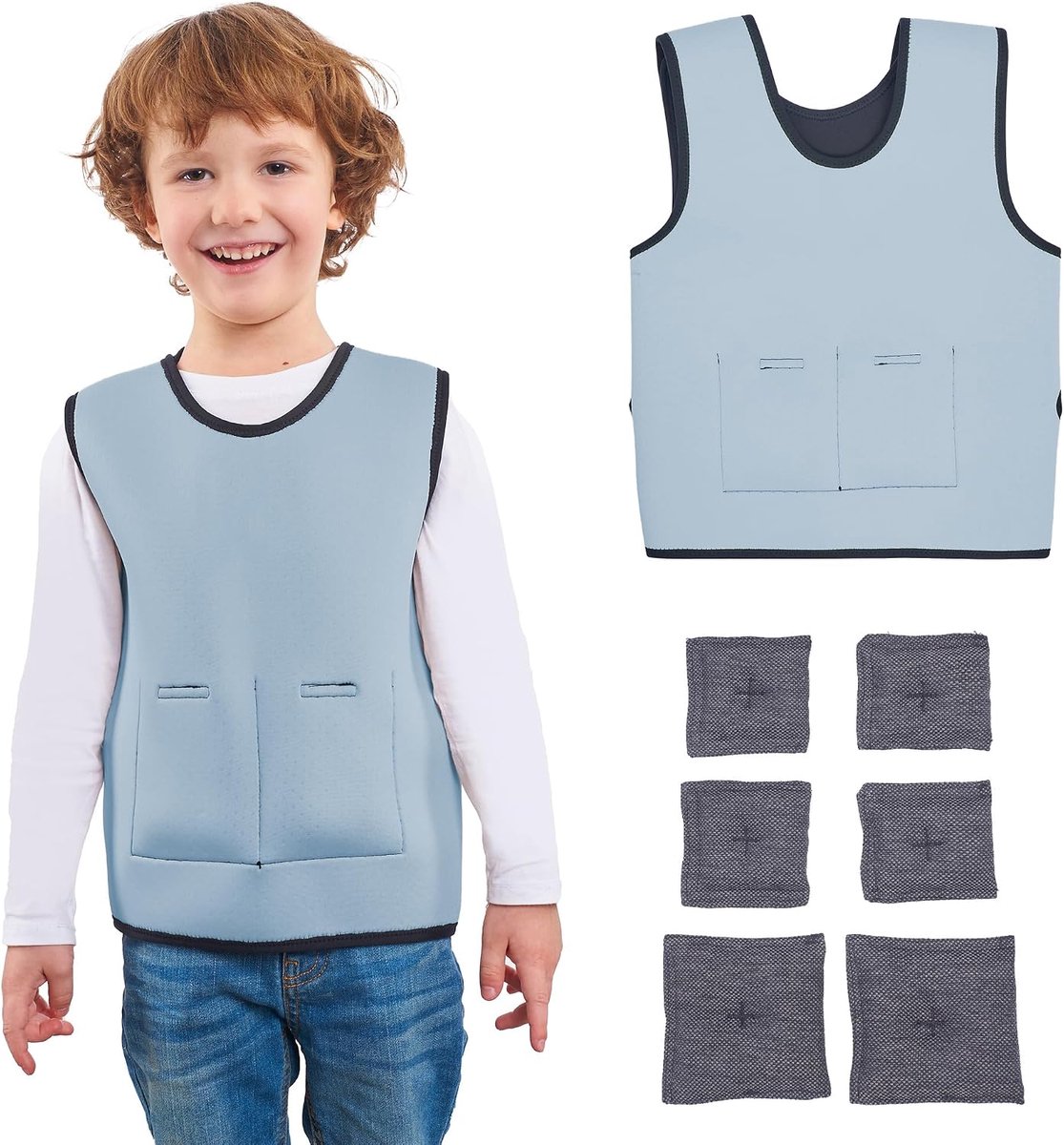 Gewichtsvest voor kinderen | Diepe Drukvesten | ADHD-hulpmiddelen voor kinderen | Autisme sensorische kleding | Verstelbaar verzwaringsvest | Gewogen compressievest | Zorg voor een veilig gevoel