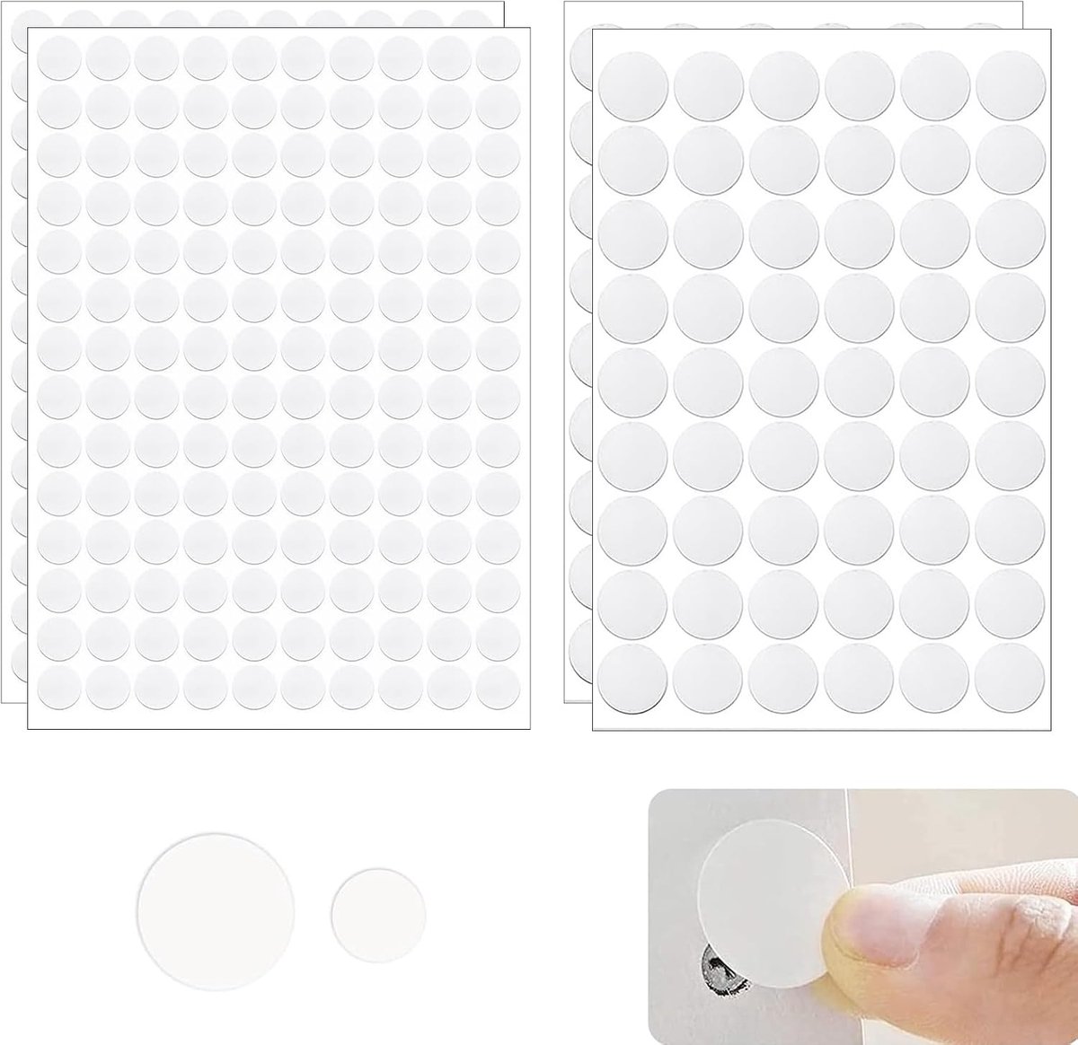 388 stuks witte meubelpads set, 12 mm/21 mm zelfklevende schroefdoppen, meubelstickers stofdicht voor houten plank kast tafel