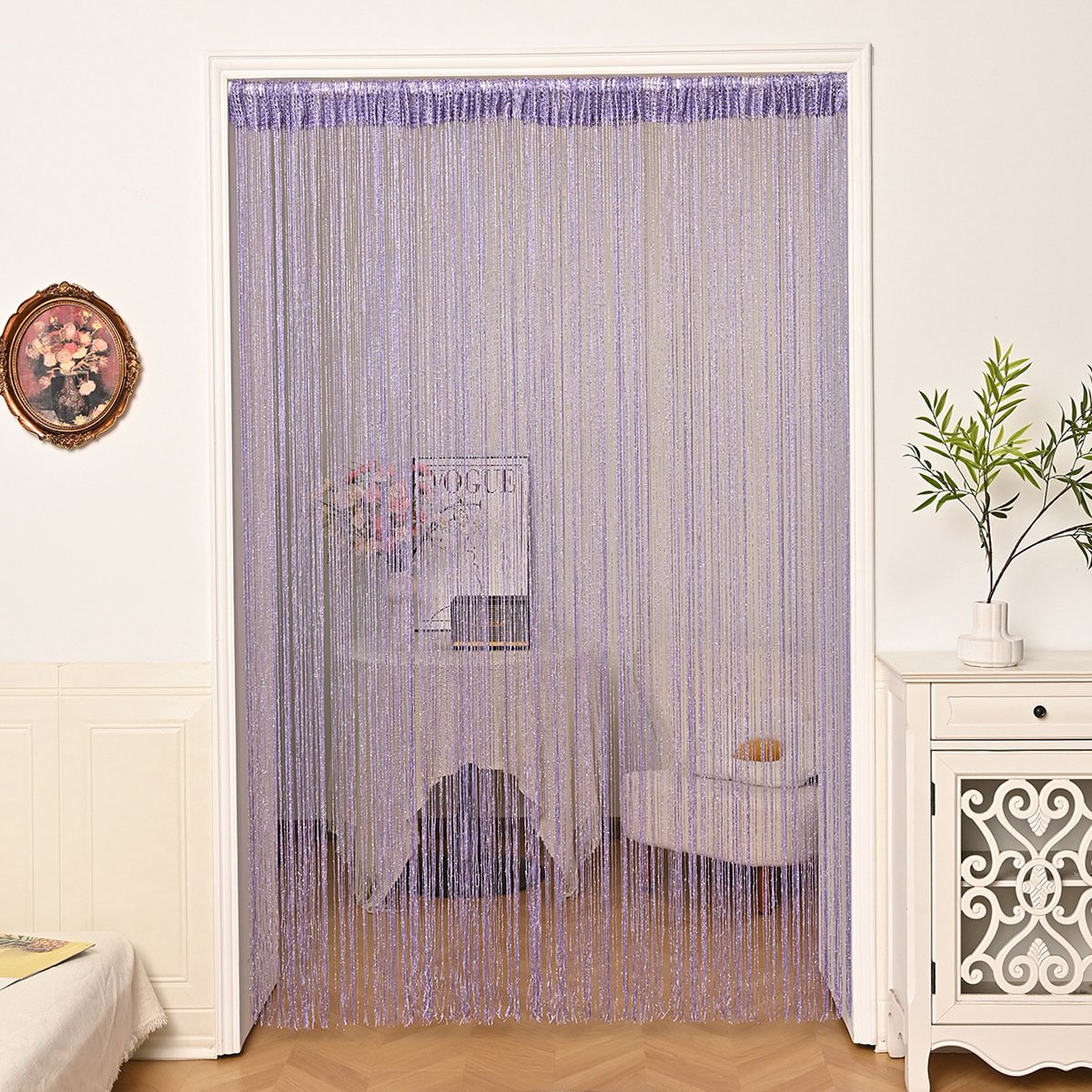 Prachtig deurgordijn, decoratief gordijn, kamerschermgordijn van 200 x 100 cm, eenvoudig gordijn, geschikt voor de woonkamer, studeerkamer, slaapkamer, als decoratie voor de deur, als scheidingsgordijn en voor huisdecoratie,Lichtpaars