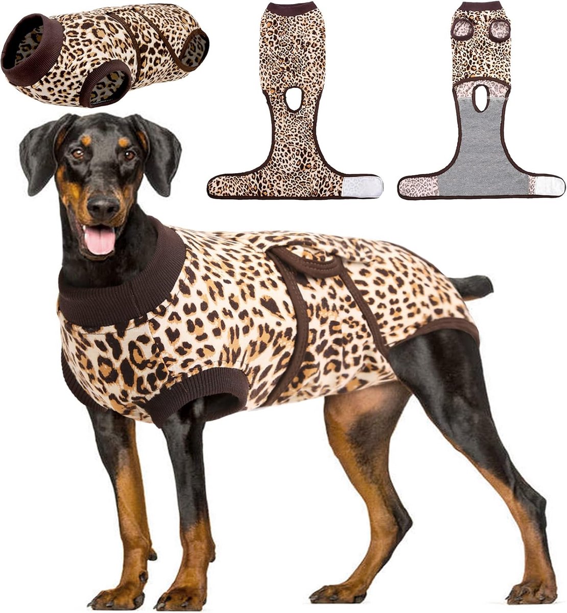 Herstelpak voor honden, herstelpakken voor vrouwelijke kloof en mannelijke online, hondenonesie voor na operatie, postoperatieve zorg, puppypost bodyvest voorkomt likken, bruin, XL