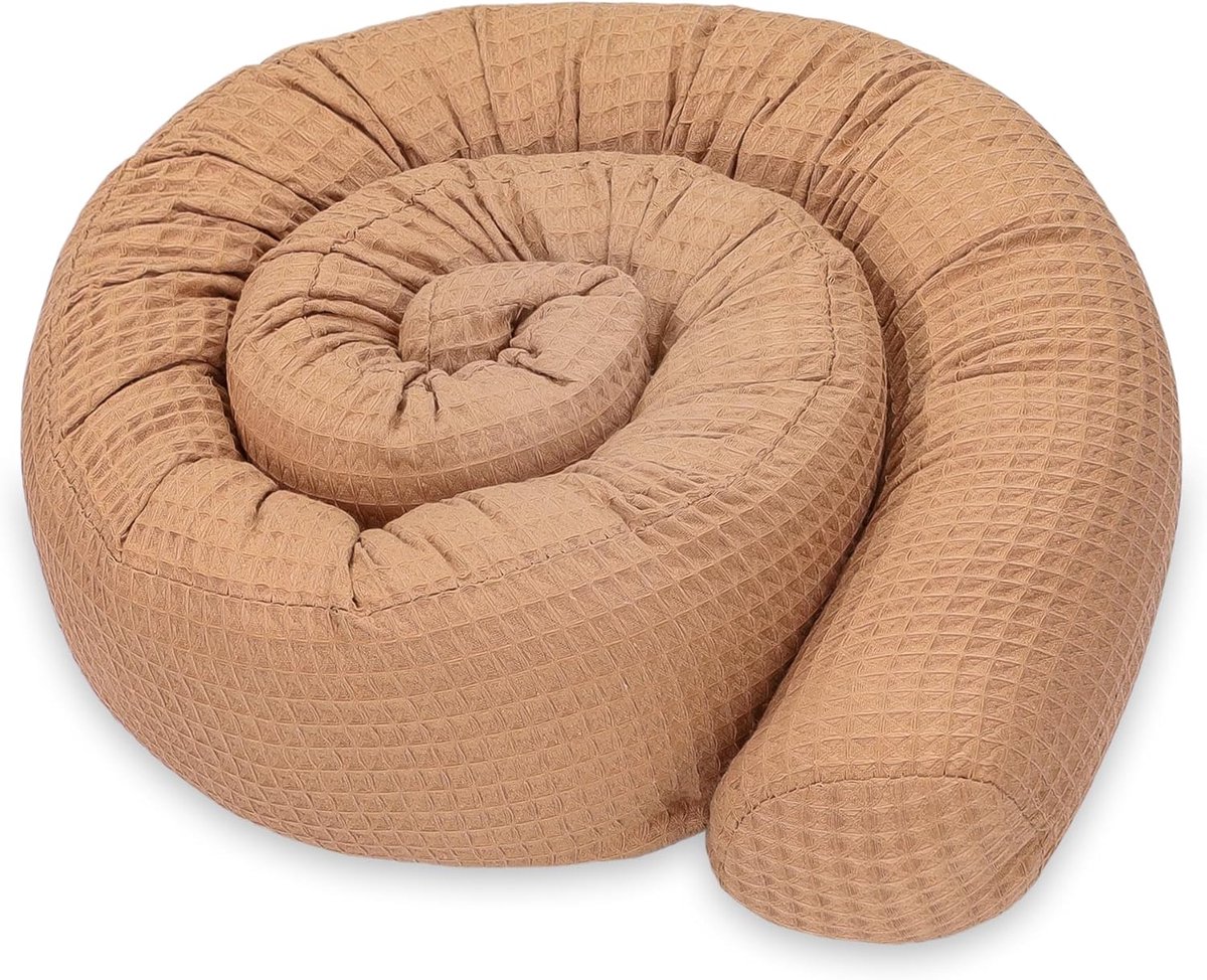 kussen Lichaamskussen 200 cm Katoen wafel - Lang kussen bed rol slaapkussen nek rol Decoratie voor kinderkamer Oeko-Tex Bruin