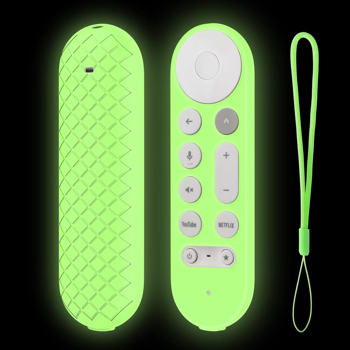 Hoesje compatibel met Google TV Streamer 4K 2024, Elastisch Silicone, Anti-val en Anti-botsing, Lichtgewicht Schokbestendige Afstandsbediening Beschermhoes. Lichtgevend Groen