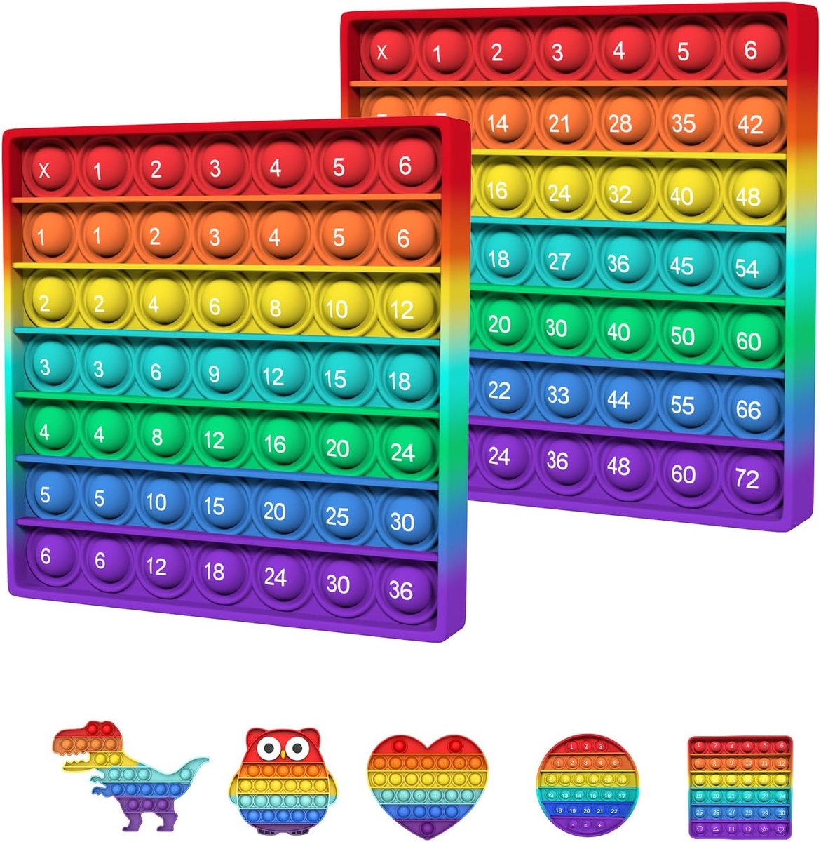 and Pop Bubble Sensorisch Fidget-Speelgoed, Angstvermindering, Vingerspeelgoed, Autisme, Stressvermindering voor Kinderen en Volwassenen(Kvadratisk Multiplikationstabell)