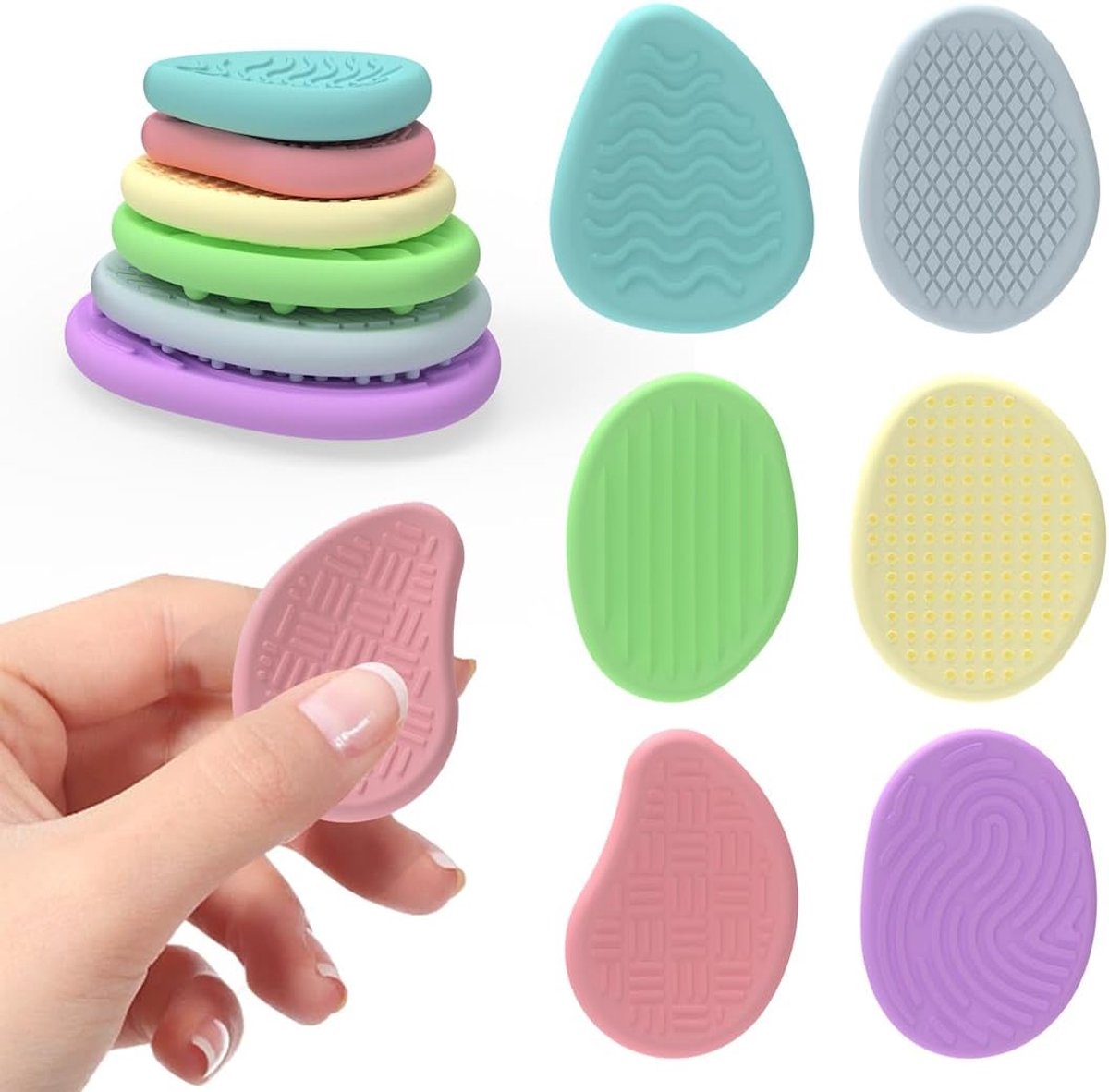 6 Fidget Sensory Stones anti-stress-speelgoed, sensorisch speelgoed voor stressvermindering, angst, ADHD en autisme